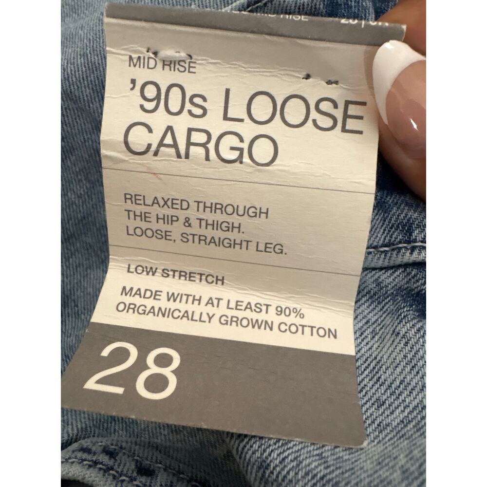 NWT Gap Size 28 Mid Rise '90s Loose Cargo Utility Baggy Denim Light Blue Jeans - Picture 4 of 7